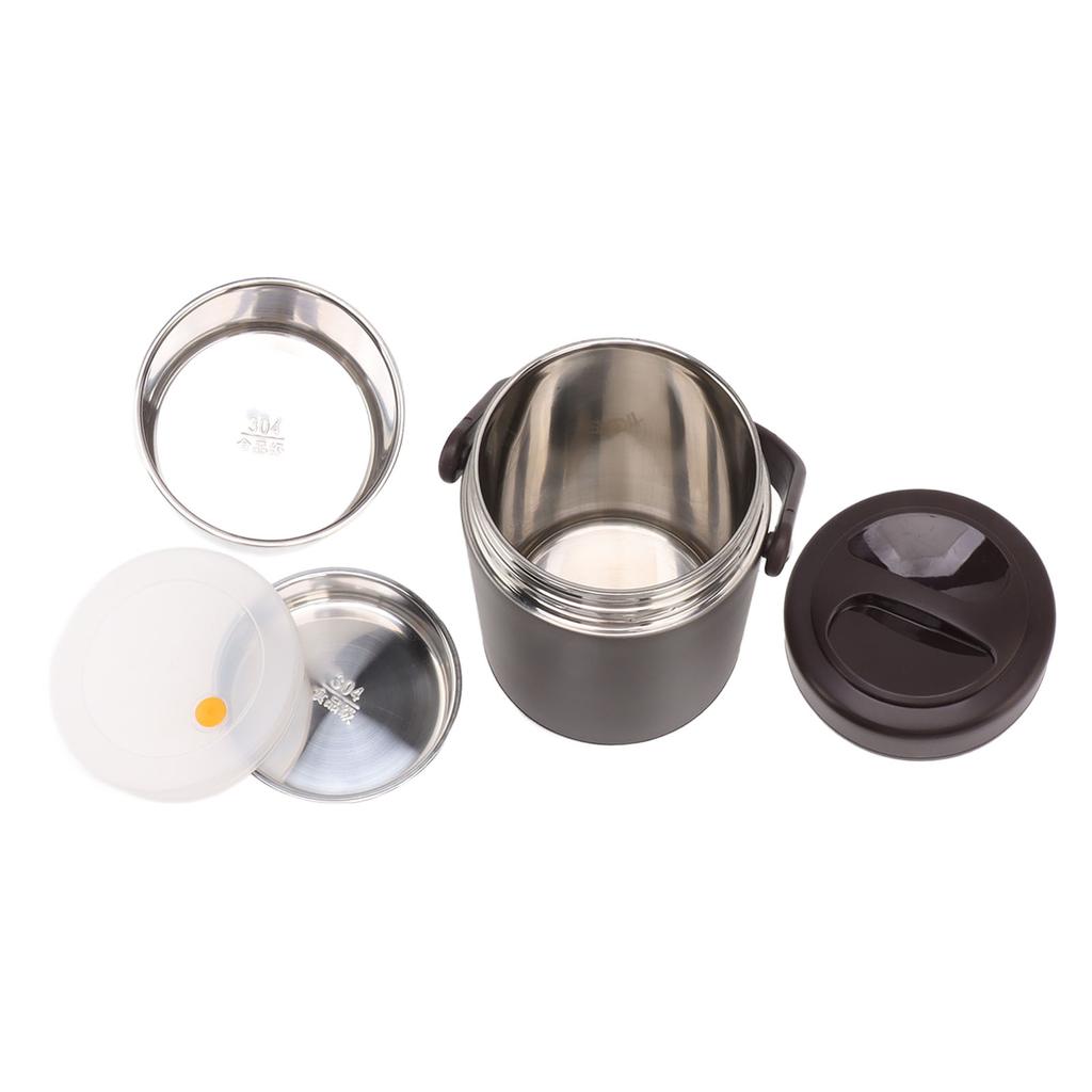 2L Dark Gray Insulated Food Container Multi Layer Stainless Steel Large Capacity Insulation Vacuum Food Jar