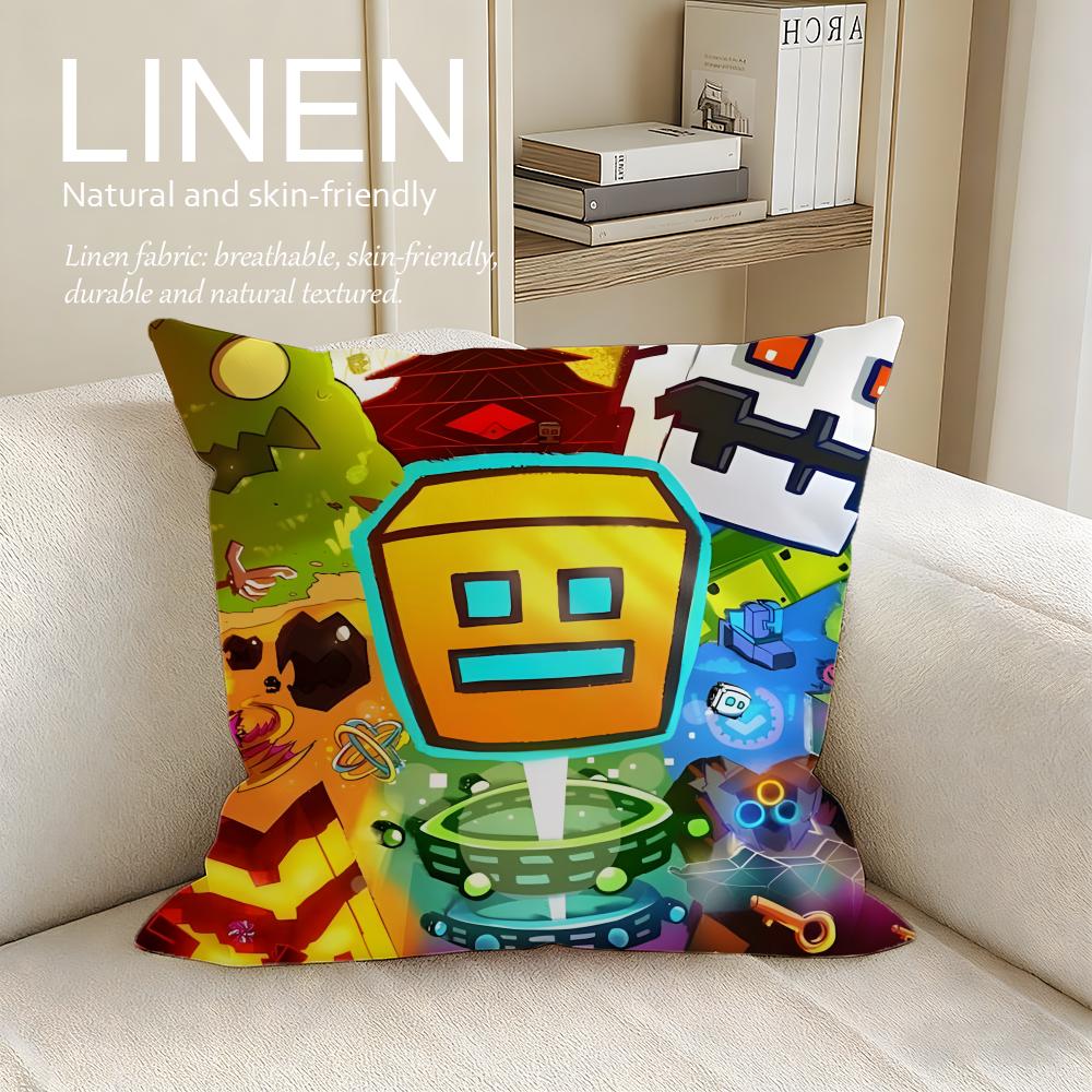 Game Cartoon GGeometry Dash Game Cushion Cover Pillowcase Set Pcs X X Breathable Washable Sofa Cushion Cover