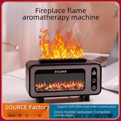 Retro Wood Grain Aromatherapy Diffuser & Customized Fireplace Flame Gift