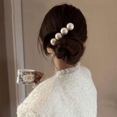 1 pezzo molletta per capelli di perle stile avanzato con una nuova clip a pinza per la parte posteriore della testa, una molletta per capelli rotonda e un cerchietto con clip a molla