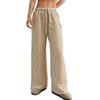 Womens Striped Wide Leg Pants With Drawstring Waist Elastic High-Waist Loose Fit Casual Trousers 2025