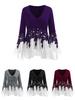 Elegant Women Ladies Long Sleeve V Neck Patchwork Tunic Tops For Casual Comfort
