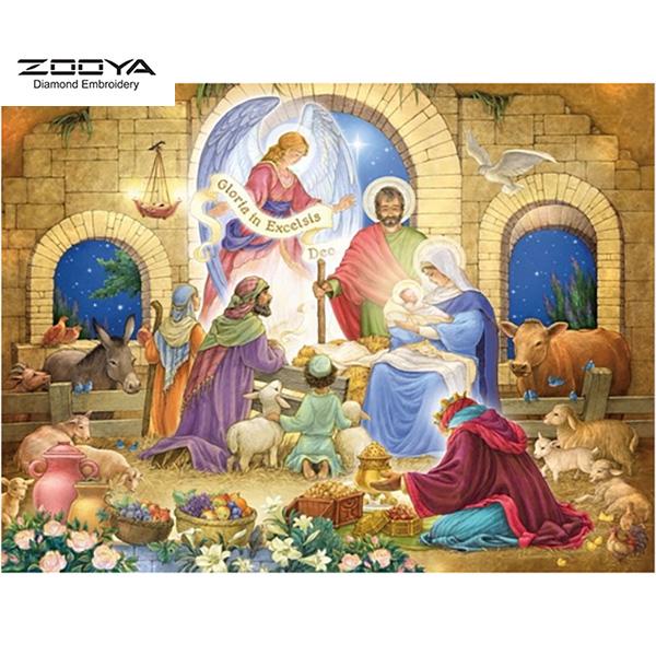 

ZOOYA 3D Алмазная вышивка Картина Вышивка крестом Круглый горный хрусталь Картина Иисус
