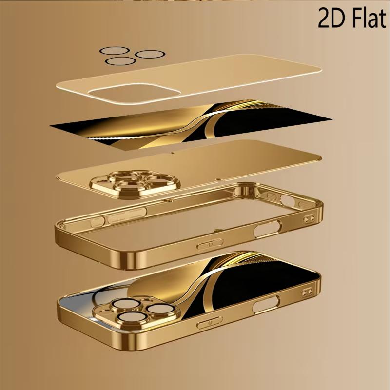 Black Gold Print Patterned Tempered Glass Design for iPhone16 17 Pro Max 15 14 13 1211 ProMax Phone Case Camera Cover Shockproof