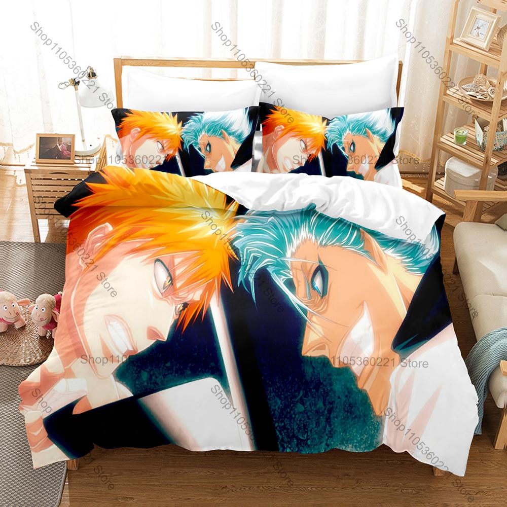 Cool Minimal Japanese Shinigami Samurai Sketch Bedding Set Duvet Cover + 2 Pillowcases Dark Black Purple Vintage Bedroom Decor