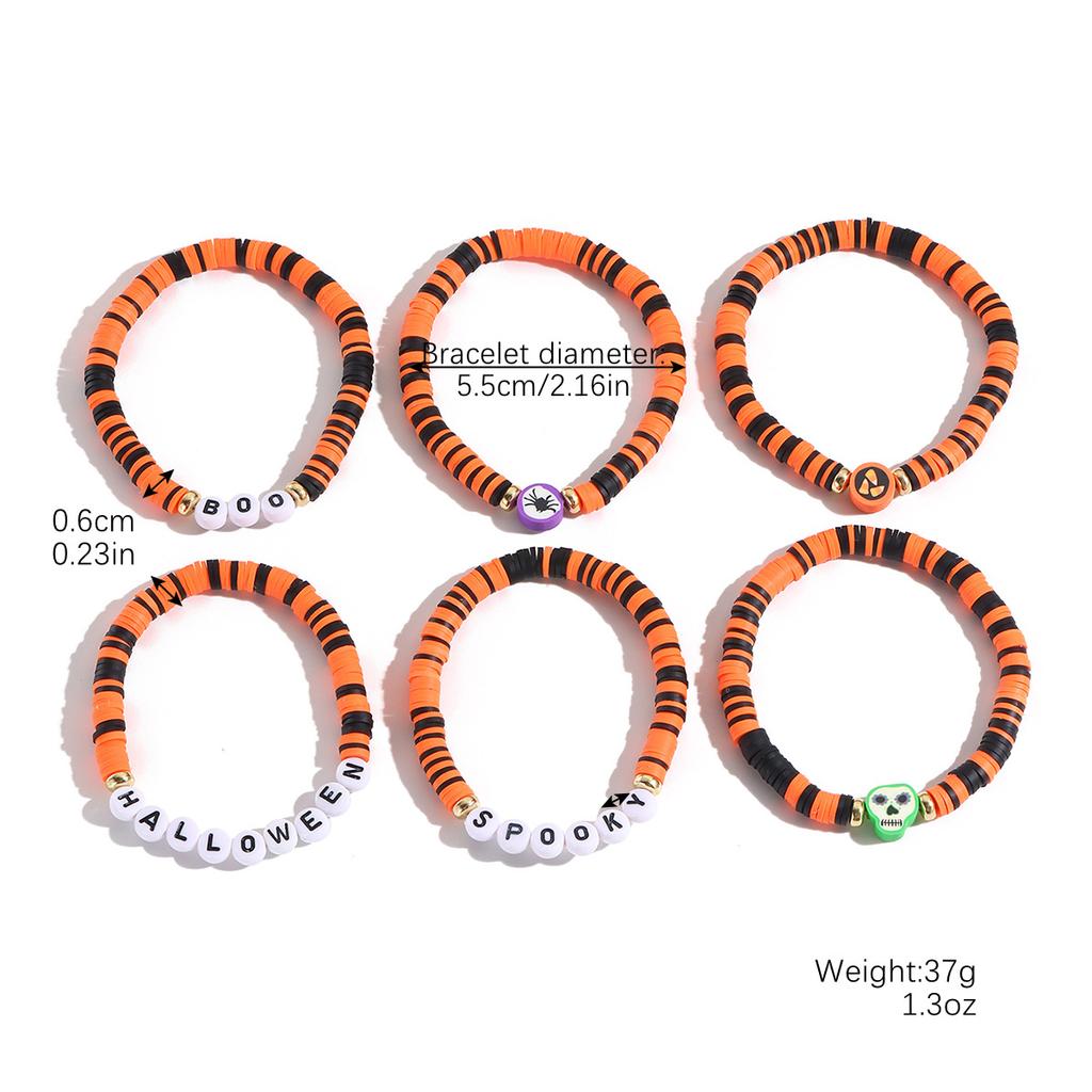 Bracelet Set Hot Sale Rice Bead Orange Pumpkin Skull Pendant Halloween Bracelet
