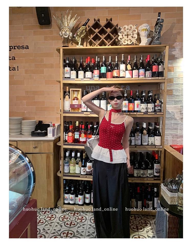 Elegant Halter Polka Dot Pleated Cami Top - Spring 2025 Waist-Hugging Style