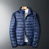 Men's Lightweight White Duck Down Winter Jacket, Large, Loose Fit, Youth Short Style, Outdoor Sports, Stand Collar, Warmth.