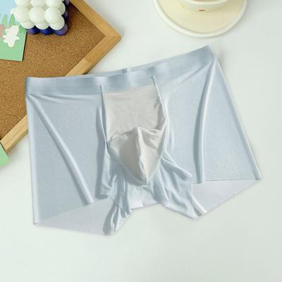 Intimo Boxer da Uomo a Vita Media Elastico U-Convesso Traspirante Liscio Shorts Slip Mutandine Sottili in Seta Ghiaccio