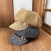 Lazy Wind Octagonal Belt Buckle Newsboy Beret Lady Brimmed Cap Autumn and Winter Daily Commuter Hat