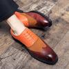 British Style Fashion Orange Men'S Brogue Shoes Large Size 47 Pointed Leather Shoes Casual Men Low-Heel Formal Shoes For Men