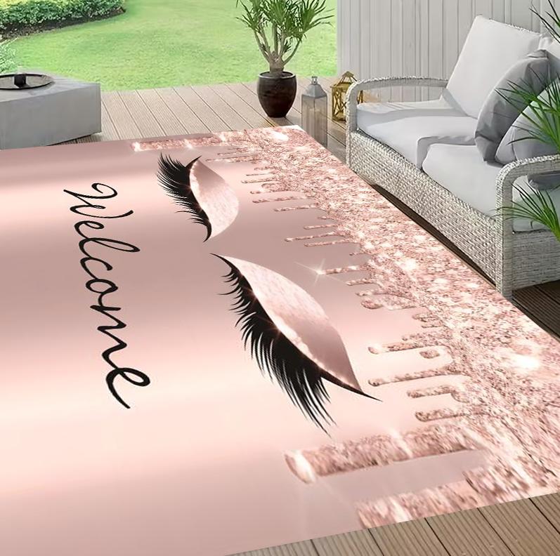 Beautiful Eyelash Pattern Welcome Door Mat Spring and Theme Suitable for Kitchen, Bedroom, Balcony, Living Room Rectangular Mat