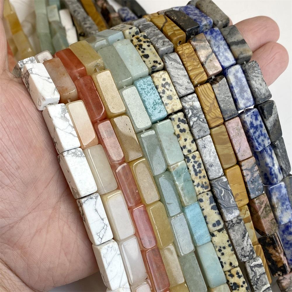 8X20MM Natural Square Tube Stone Beads Amazonite Aventurine Howlite Dalmation Gem Beads Charm For Jewelry Making Artistic works