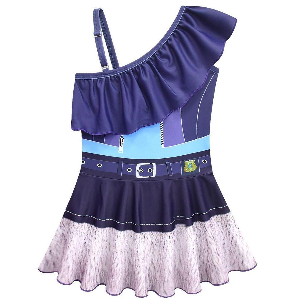 

Girls Swimwear Rabbit Judy Printed Off Shoulder Elastic Swimsuit 160cm фіолетовий