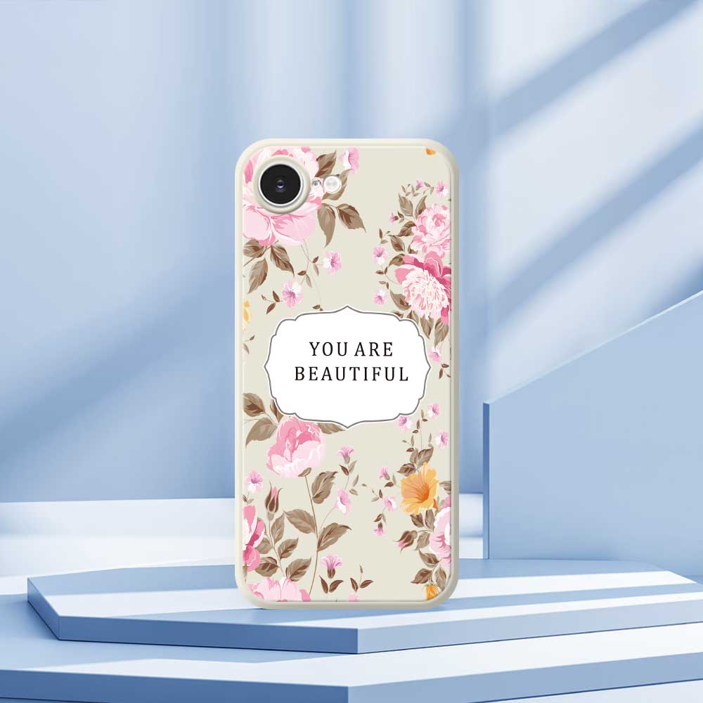 For iPhone 16e Case Beauitful Flowers Pattern Printing Straight Edge TPU Phone Back Cover