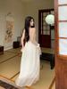 Women's 2024 French White Spaghetti Strap Slimming Evening Dress