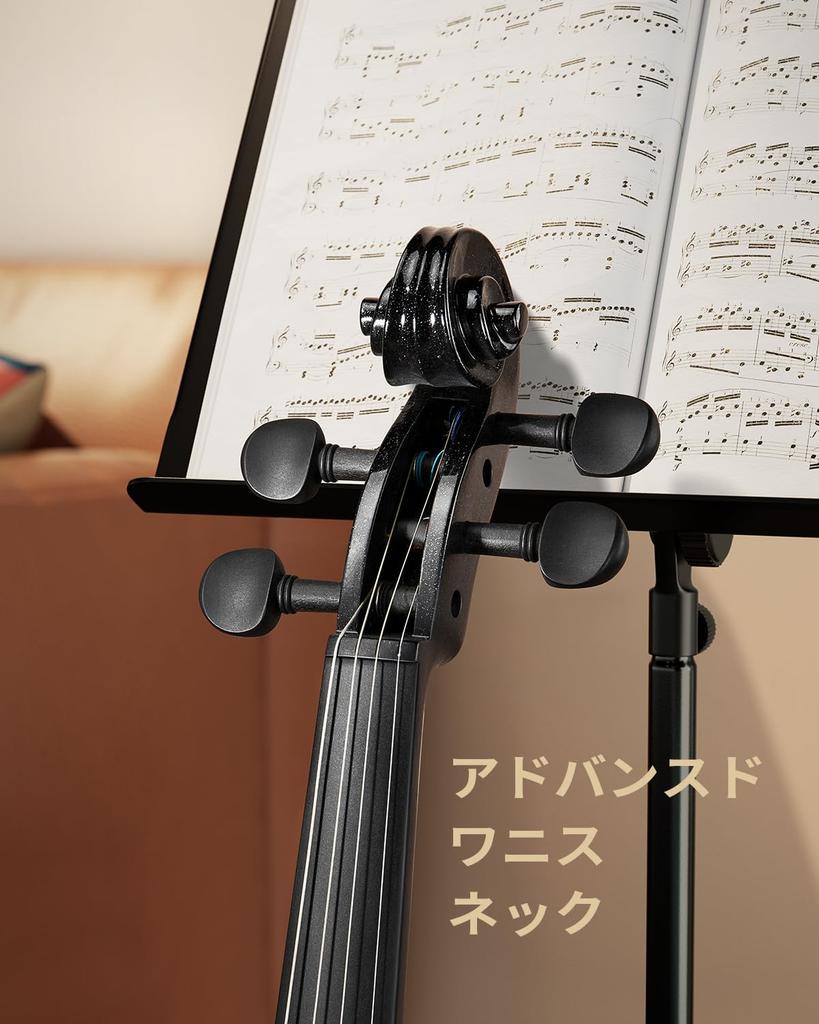 Eastar 4/4 Solid Wood Violin Set with Two Bows, EVA-330, Black, for Beginners and Advanced Players