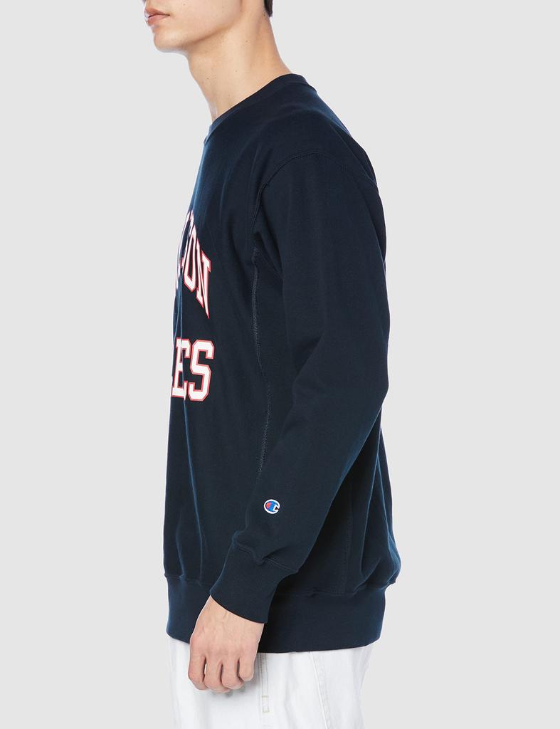 Champion Cotton Reverse Weave Crew Neck Size College Graphic Navy Blue Men's 100% Sweatshirt, M, Navy, 10oz, Print, 10oz,