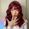 Långa vågiga syntetiska peruker Burgundy peruk med lugg Silkeslen värmebeständig syntetisk peruk för kvinnor Daily Party Cosplay peruk