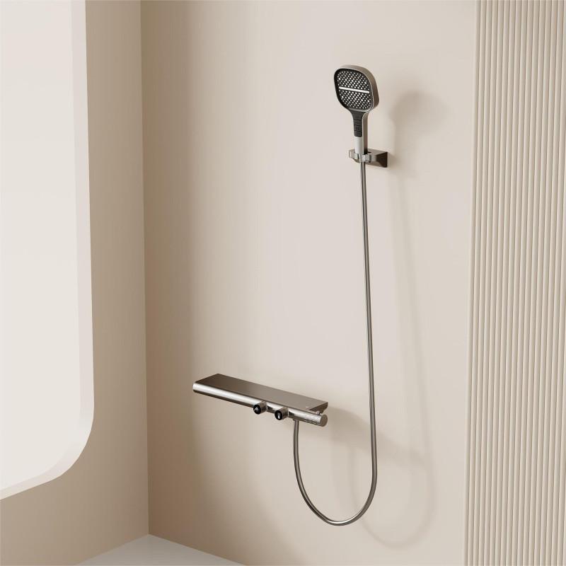 

Новое поступление Tuqiu Белый Душевой гарнитур для ванны, настенный серый смеситель для ванны, термостатический белый смеситель для ванны и душа, латунь