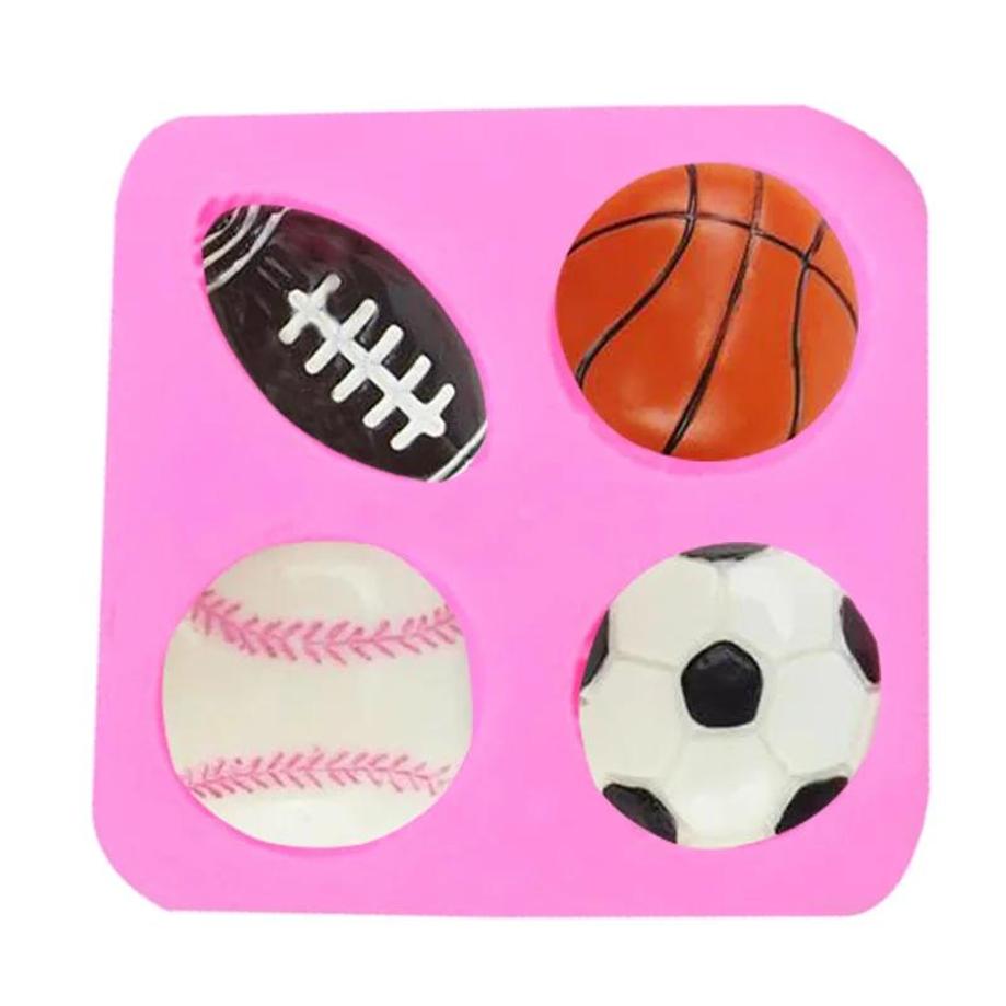 1 Pcs Sport Ball Silicone Molds Football Basketball Tennis Fondant Cake Decorating Tools DIY Party Candy Chocolate Moulds