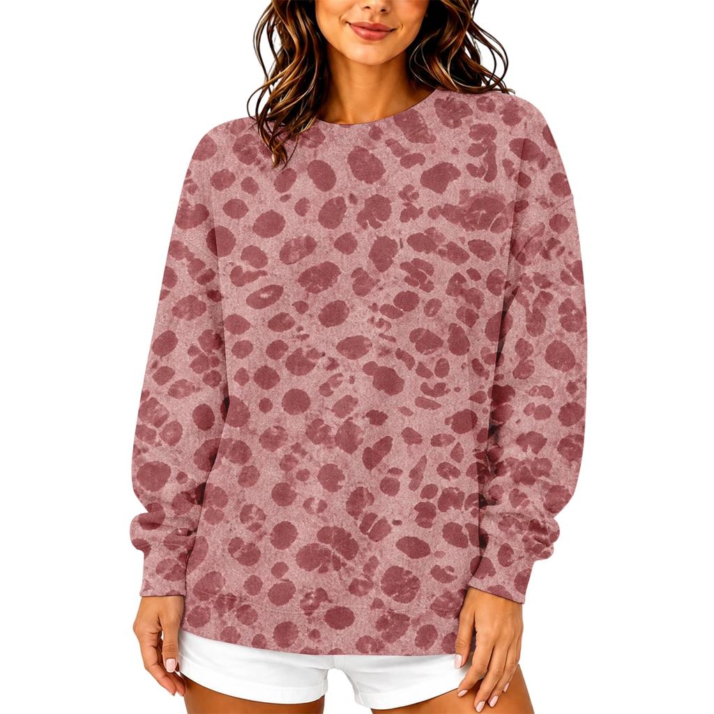 Women's Casual Leopard Print Neck Sweatshirt for Everyday Wear