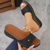 Lightweight Wedges Slippers Women Summer Flower Decor Thick Sole Sandals Platform Beach Flip Flops