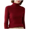 ZUEVI Høyhalset Langermet Strikket Ensfarget Plus Vinrød Damegenser, Farge, Vår/Høst, Stretch, Størrelser, (ZJP0049W-L)