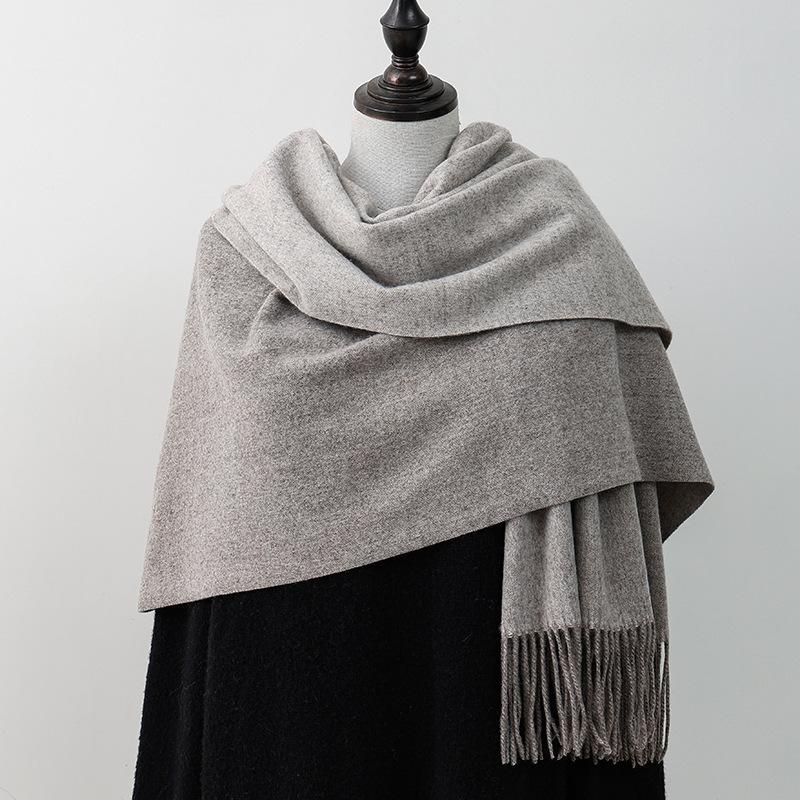 Wool Scarf Korean Style Atmosphere Double Sided Scarf Women's Autumn and Winter Warm Men's Shawl Versatile Cashmere Scarf
