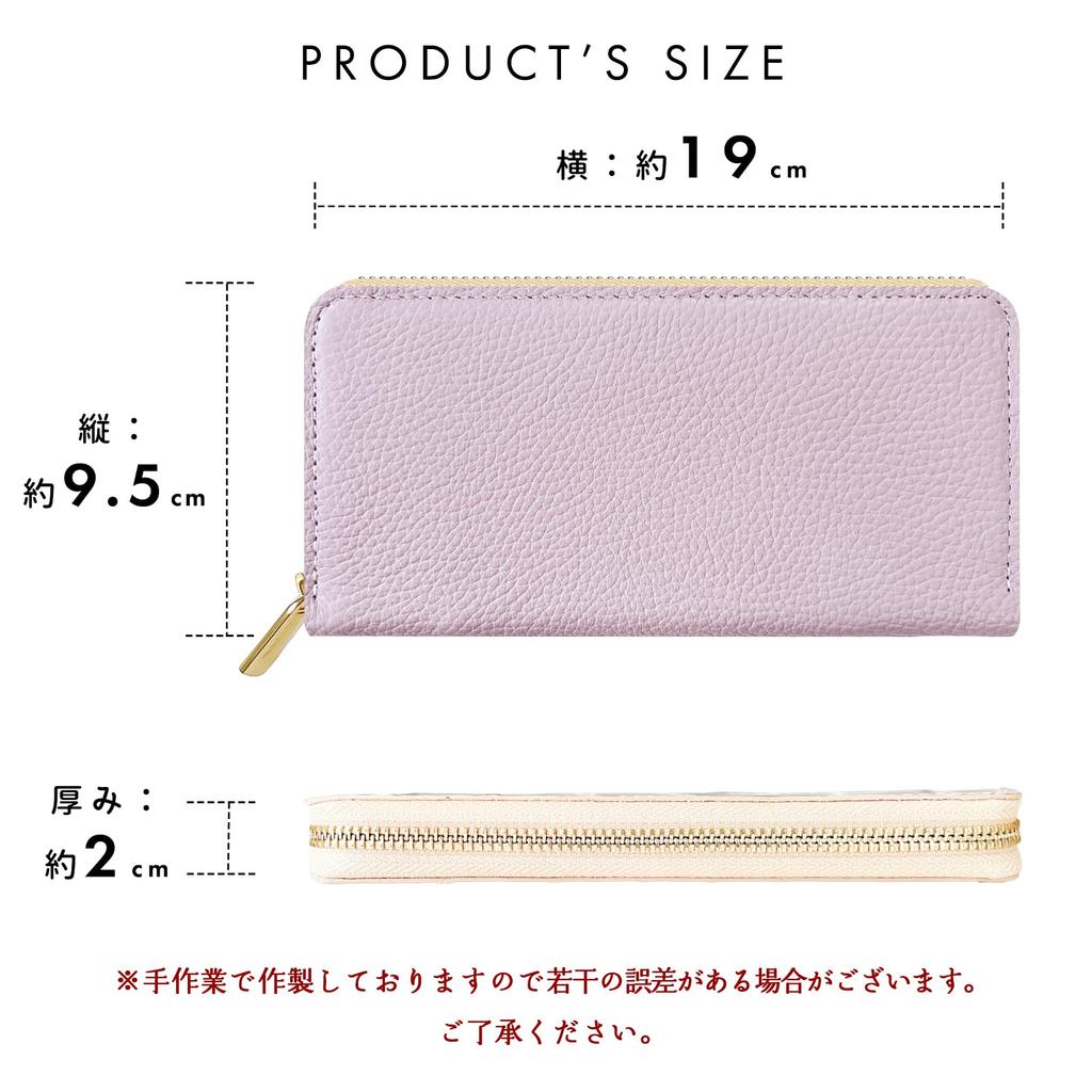 Genuine Leather Long Wallet for Men and Round Zipper Coin Card Pastel Lavender Women, Closure, Purse, Slots, Round-shaped Wallet,
