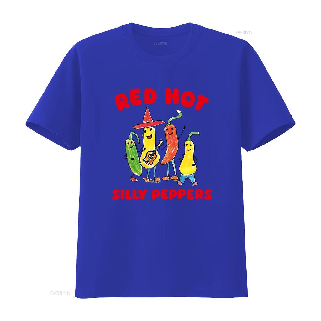 Red Hot Silly Peppers Funny Vintage Rock Metal Poster T Shirt Vintage Designer Clothes Stretched Homme Unisex