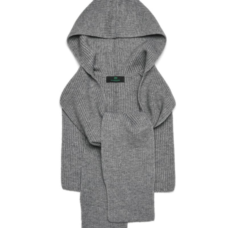 DOYOUKNOWMC 25FW Huva Halsvärmare och Grå Stickad Halsduk