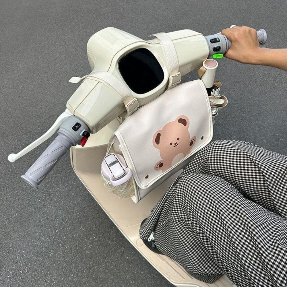 Side Pocket Electric Vehicle Hanging Bag PU Universal Storage Bag Water Cup Hanging