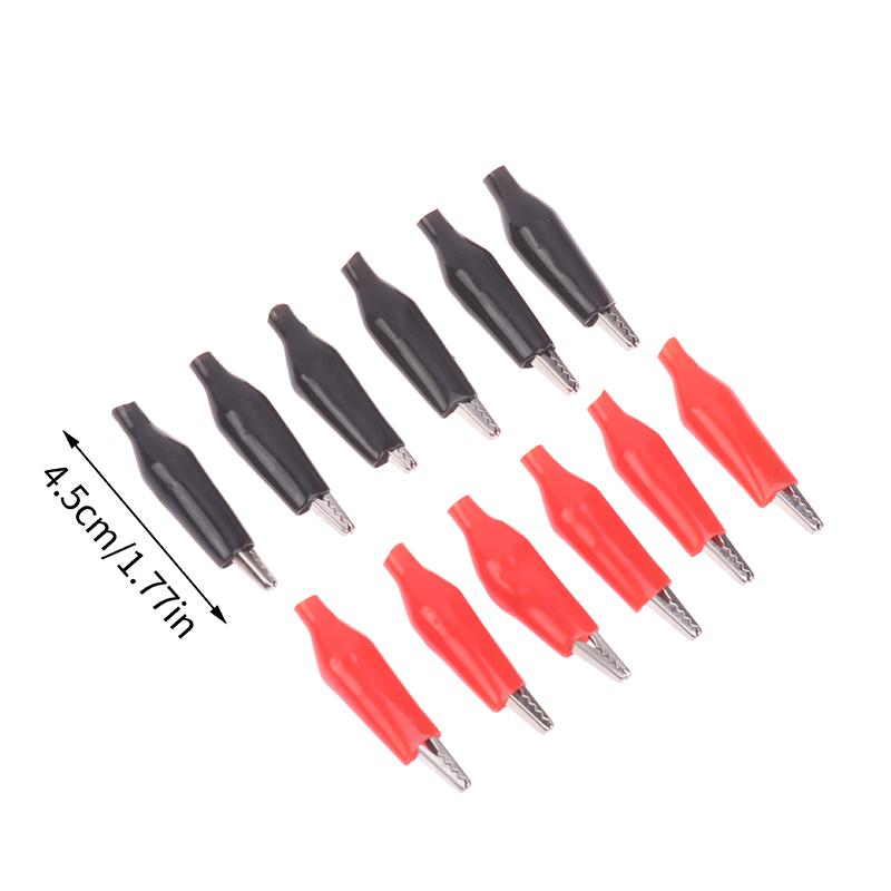 12Pcs 25/35/45Mm Metal Alligator Clip Crocodile Electrical Clamp Testing Probe Meter Black Red With Protective Insulation Cover