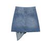 Womens Asymmetrical Double-Placket Waist Denim Midi Skirt 2026 Fall Casual Korean Style With Pocket