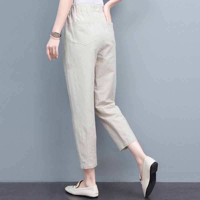 Women's Summer High-Waist Loose Seven-Point Harem Pants - Slimming Fit with Small Leg Trousers
