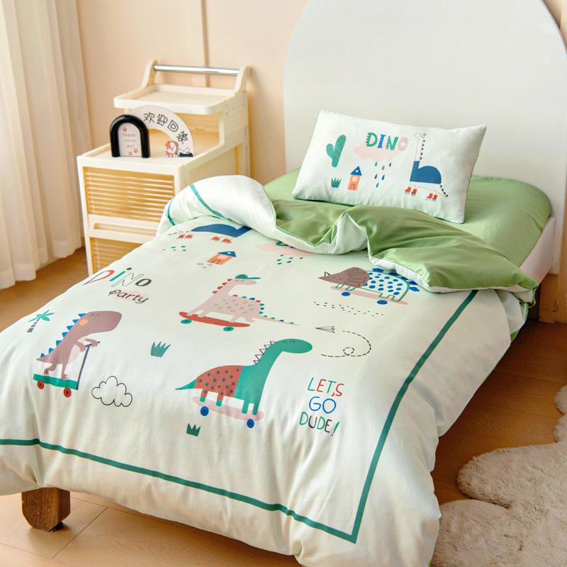 60S Pure Cotton Digital Print Kids' Autumn/Winter Bedding Set: First Day of School Duvet Cover
