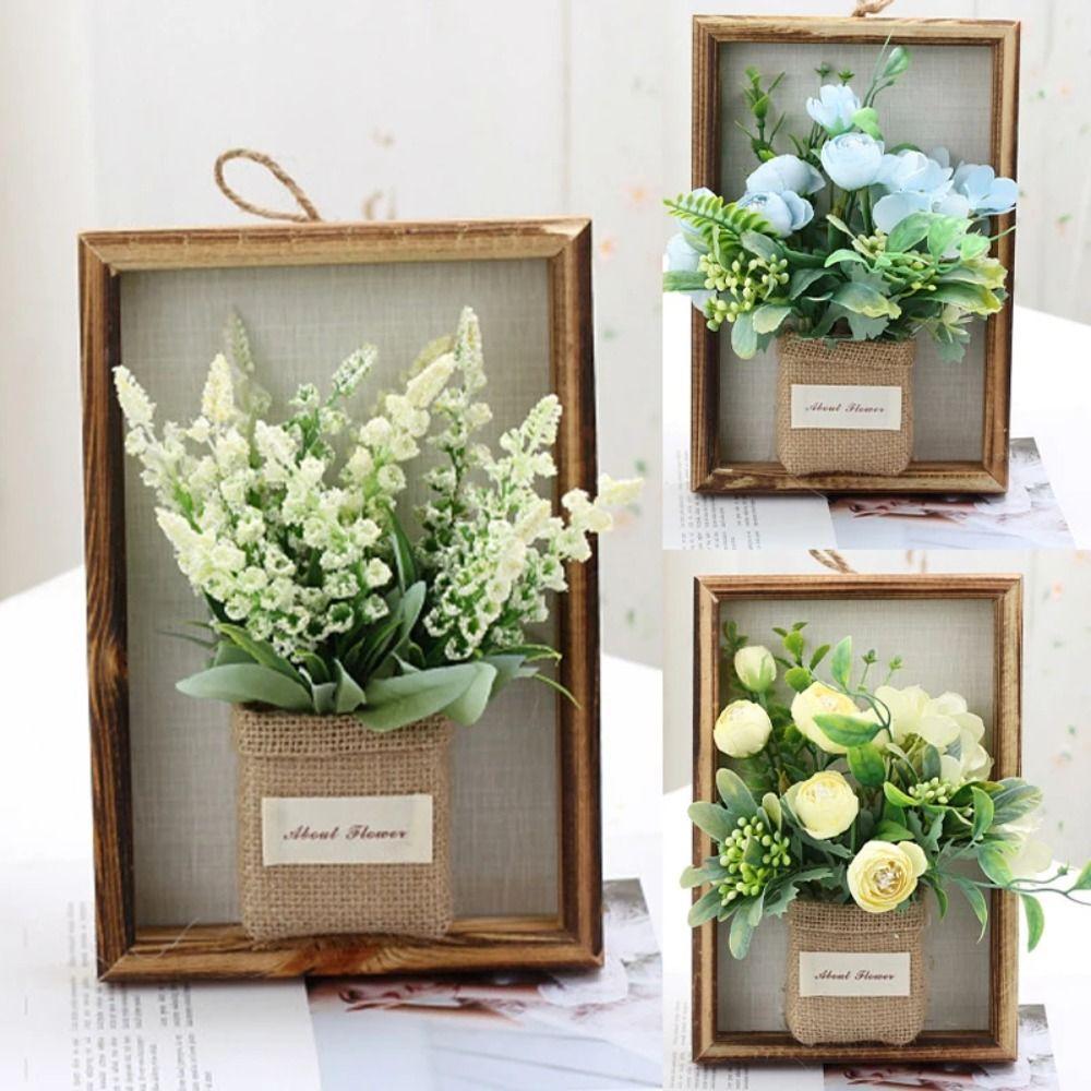 Wooden Faux Flowers Wall Decor Photo Frame Imitation Flowers Decoration  Flower Display