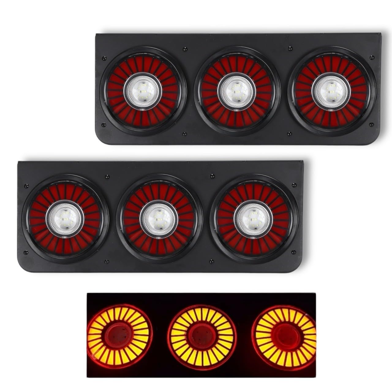 

Kanoan 24V Светодиодный задний круглый фонарь Комплект задних фонарей для Mitsubishi и Classic Retro Задний фонарь для заднего хода Декоративный задний Универсальный Большой Черный Левый и Правый Послепродажный