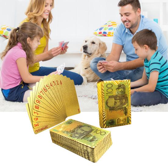 1 Deck Playing Cards Embossed Prints No Creases Portable Waterproof Plastic Cards Leisure Game Color Multiplayer Deck Game Golden