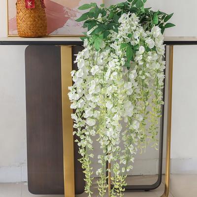 Lifelike Long Branch Artificial Flower 180cm Hanging Decor Wisteria Vine Garland 3 Forks Hanging Wisteria Garden