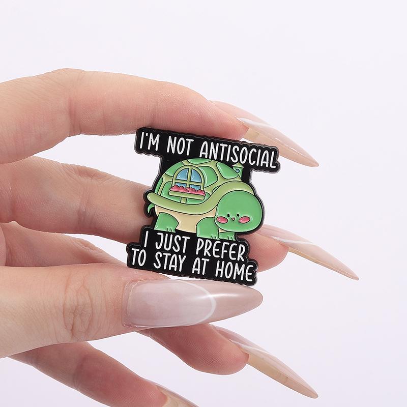 I'm Not Lazy I'm Just Saving My Energy Enamel Pins Social Anxiety Cute Turtle Raccoons Sloth Brooches Lapel Badge Jewelry Gifts