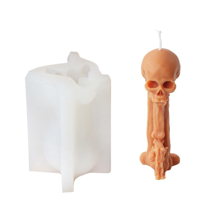 Skeleton Head Silicone Molds for Candle Soap Gypsum Decorations, Halloween Candle Molds for Making Halloween Present