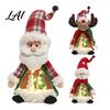 Standing Christmas Character Set Lighted Doll Decoration Cute Plush Santa Claus/Snowman/Reindeer Figurine with Holiday Home Interior Decor