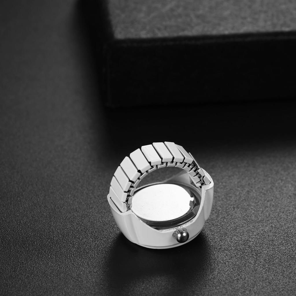 Finger Ring Watch, One Size Fits Most: Waterproof Analog Ring Watch for Men and Women - Perfect for Birthdays, Anniversaries, Valentine's Day, White