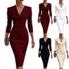 Damen V-Ausschnitt - Midikleid mit Dreiviertelärmel - Taillienbetonte, figurbetonte Passform für Cocktailpartys