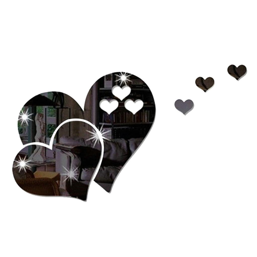 3D Mirror Heart Shaped Wall Decal Stickers  Diy Art Mural Decoration For Bedroom
