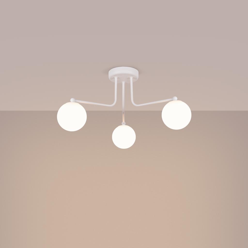 Lampa Sufitowa Nowoczesna Biała Szklane Białe Kule Do Salonu Przedpokoju 3Xg9 8W Astral Sollux Lighting