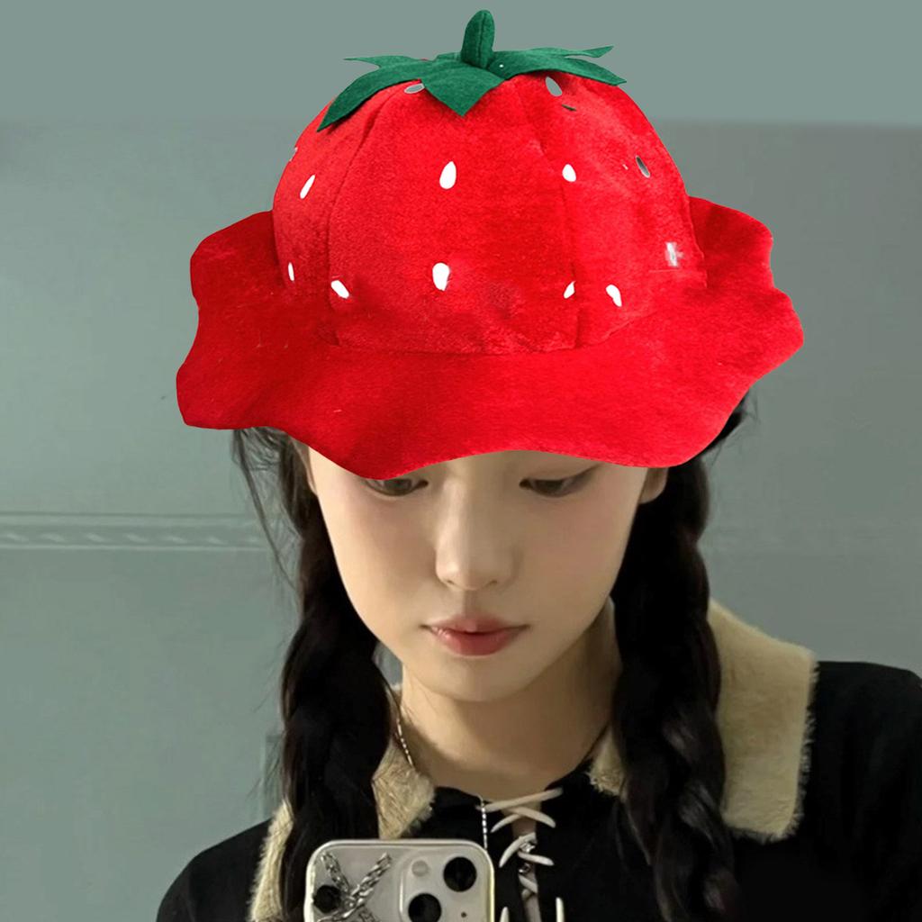 Strawberry Red Hat Fruit Headgear Fun Halloween Costume Accessories Party Photo Props Cosplay Masquerade Costume