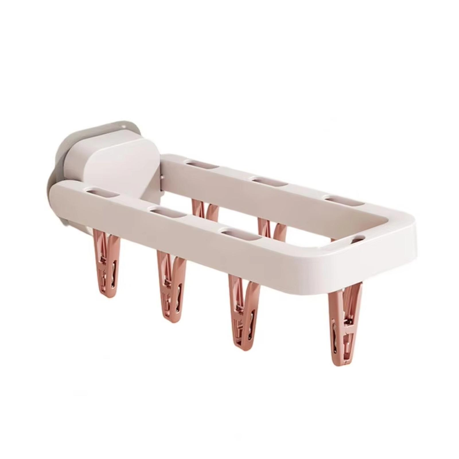 

Foldable Hidden Sock Drying Rack Multi Clip Underwear Clothes Hanger one size розовый